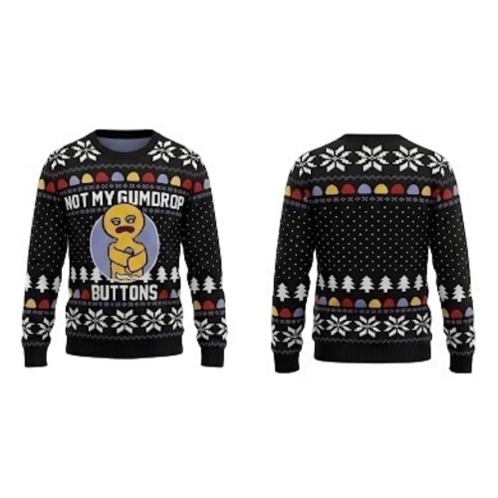 Shrek Gingerbread Man Not My Gumdrop Buttons Ugly Christmas Sweater Mens M Black